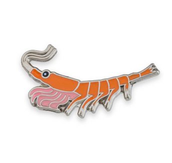 Orange lobster illustration custom enalmel badge