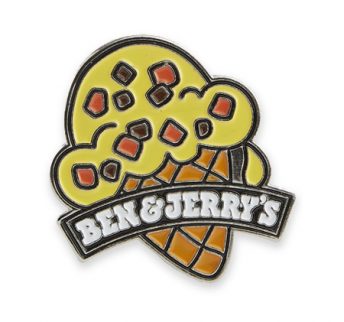 Ice cream shaped custom braded enamel badge for Ben & Jerry's