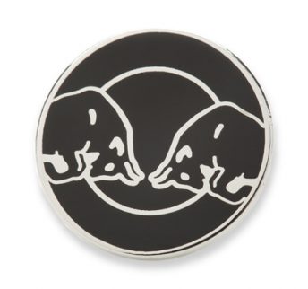 Premium enamel badge in black with bulls in white