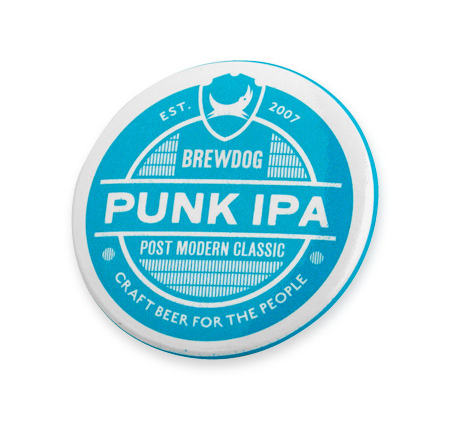 Round button badge for craft brewing company – Brewdog