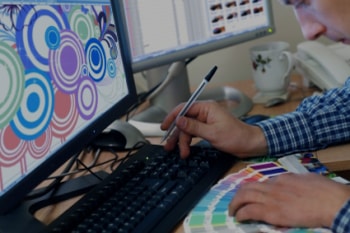 Badge designer choosing colours